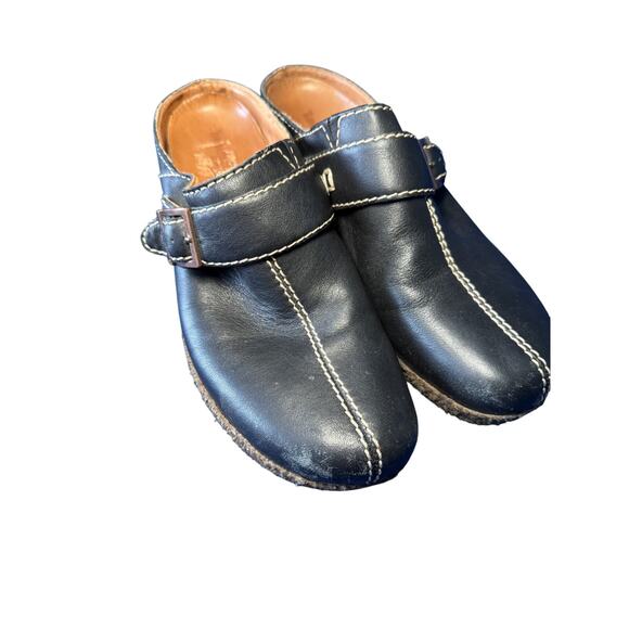 Timberland buckle slip on genuine leather mule clogs womens 8.5 casual comfort - Picture 1 of 7